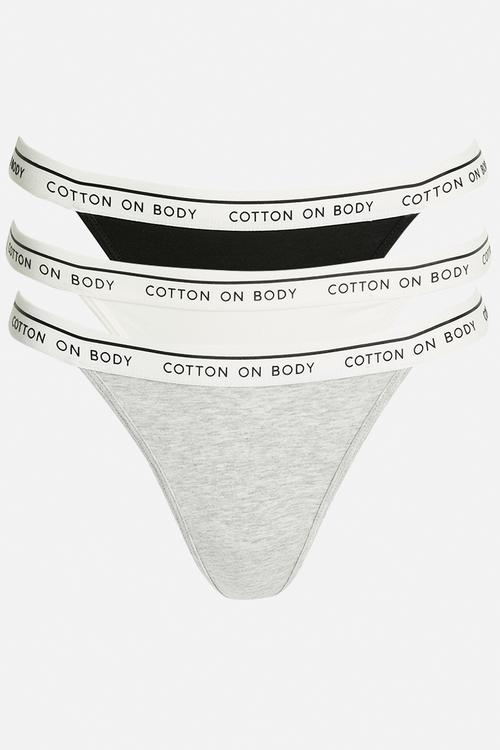 Branded Cotton Tanga G String Brief 3 Pack - multi