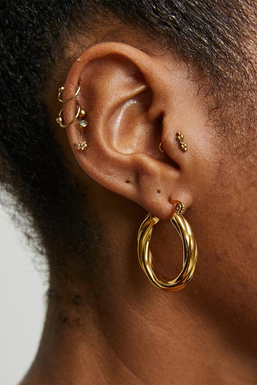 Large Twisted Hoop 29mm x 33mm - Gold