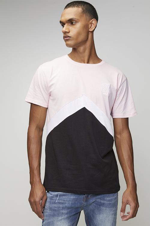 Crew Neck Short Sleeve T-Shirt  - Powder Pink/Optic White/Jet Black