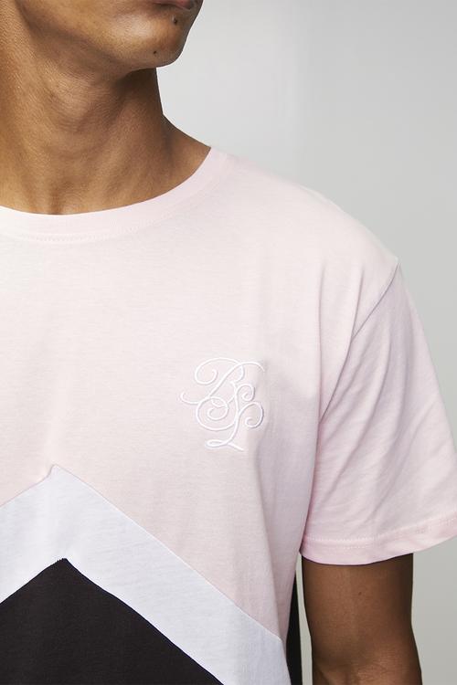 Crew Neck Short Sleeve T-Shirt  - Powder Pink/Optic White/Jet Black