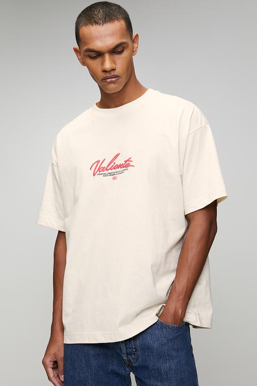 Box Fit Text T-Shirt - Creampuff / Valiente Dreamer