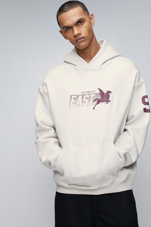 Box Fit Graphic Hoodie - Bone / East La
