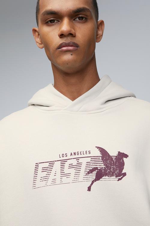 Box Fit Graphic Hoodie - Bone / East La