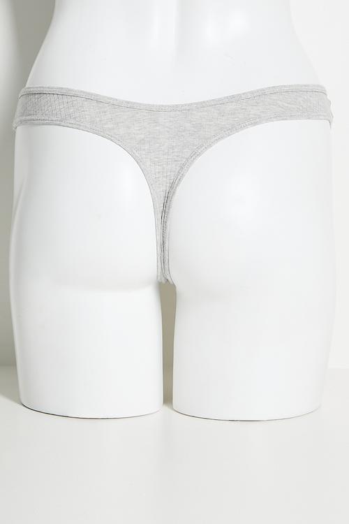 Organic Cotton Rib G String 5Pk - Black/Greymarle/Whiteaqua/Hazymint/Violetblue