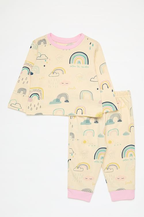 Pj set - pale yellow/pink/rainbow aop