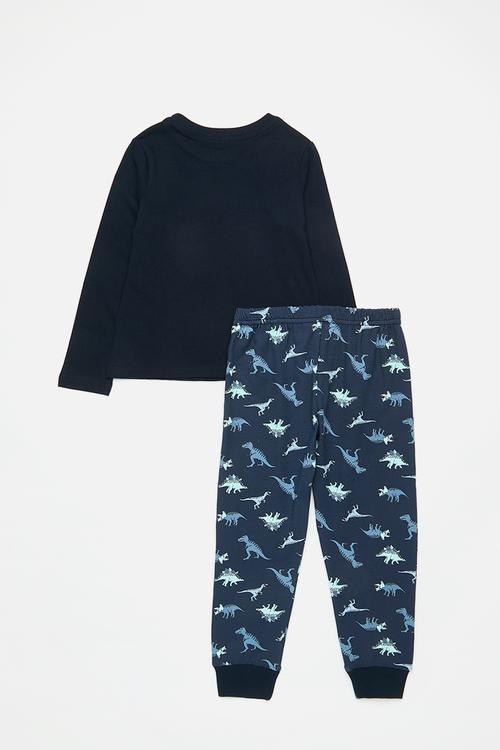 Dino aop pj set - navy/dino-snore