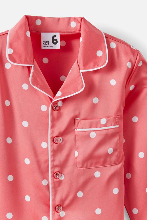 Lullaluxe Long Sleeve Pj Set - Coral Red/Aria Spot