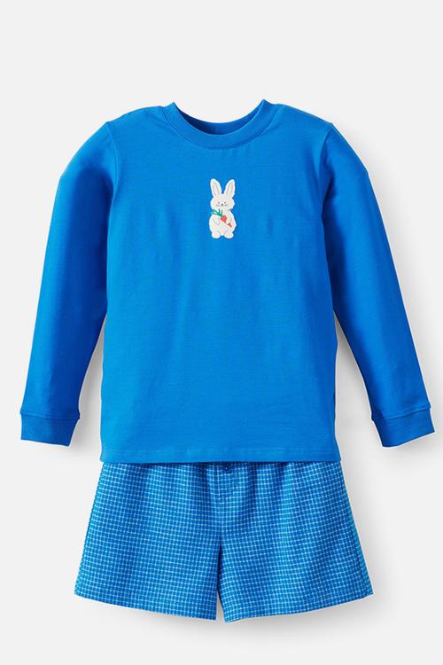 Cute Bunny Long Short Pj Set - Harbour Blue/ Sweet Bunny