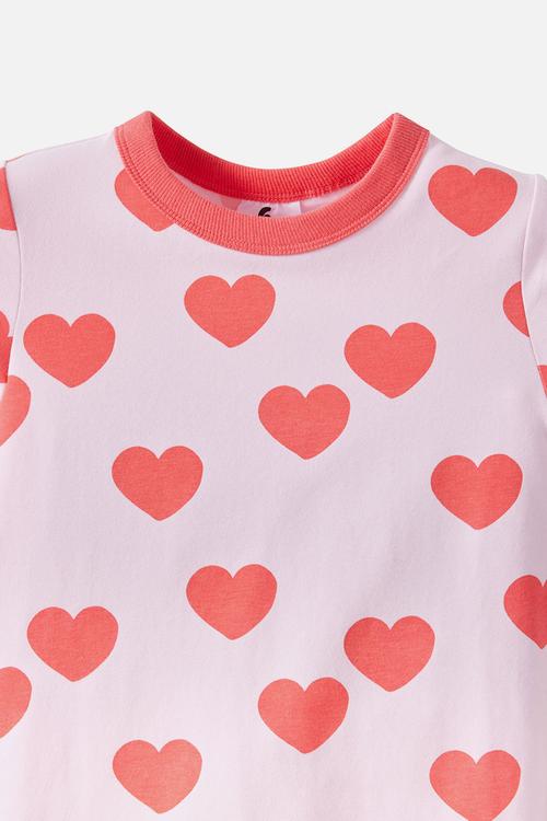 Dreamdrift Long Sleeve Pj Set - Tea Party Pink/Scattered Hearts