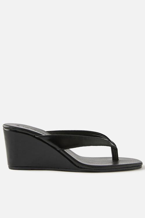 Eve flip flop Wedge - black smooth