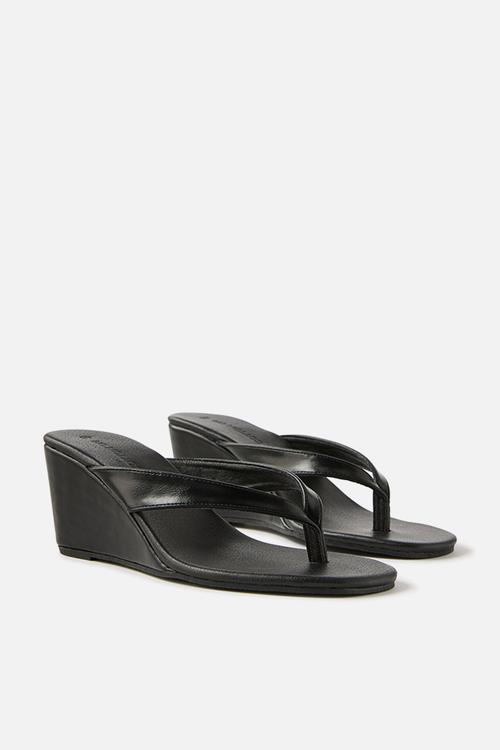 Eve flip flop Wedge - black smooth