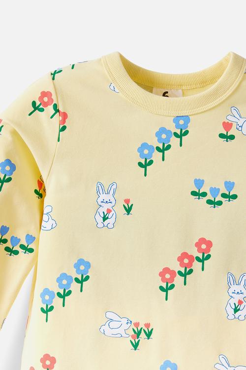 Dreamdrift Long Sleeve Pj Set - Baby Yellow/Meadow Bunny