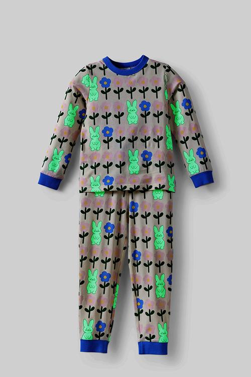 Dreamdrift Long Sleeve Pj Set - Dark Vanilla/Bunny Daisies Glow