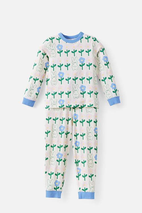 Dreamdrift Long Sleeve Pj Set - Dark Vanilla/Bunny Daisies Glow
