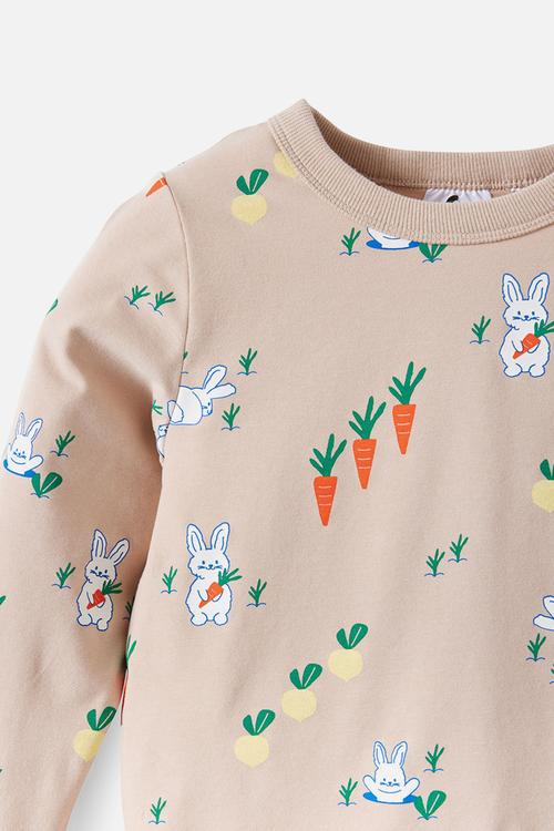Dreamdrift Long Sleeve Pj Set - Latte Cream/Meadow Bunny