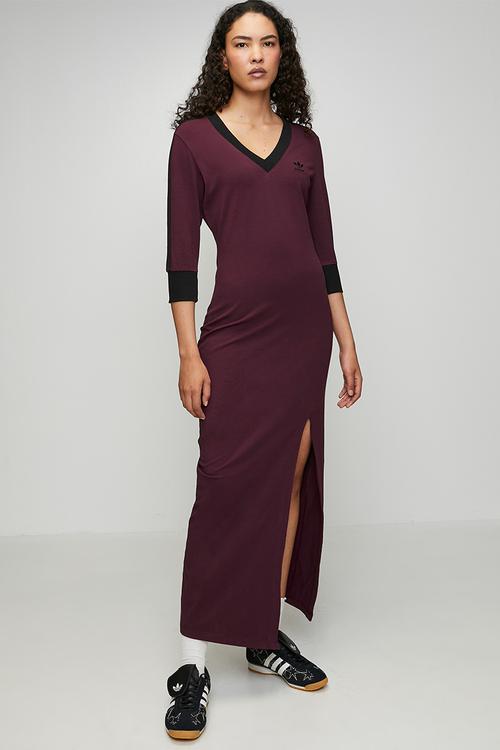 V-Neck Dress W S26 - Maroon