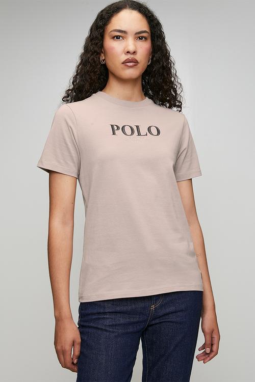Wmn Ashley Short Sleeve Mixed Logo T-Shirt - Rose Taupe