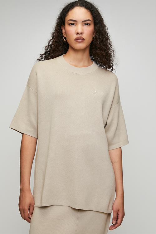 Wmn Tiffany Knitted Top - Oatmeal