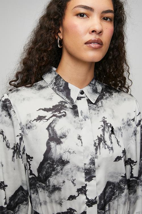 Wmn Mila Long Sleeve Printed Dress - Grey & Black