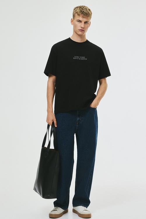 Loose fit printed T-shirt - black/lost time 