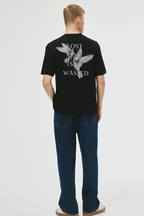 Loose fit printed T-shirt - black/lost time 