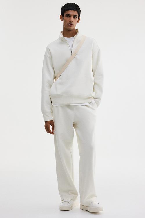 Loose fit zip-top sweatshirt - white