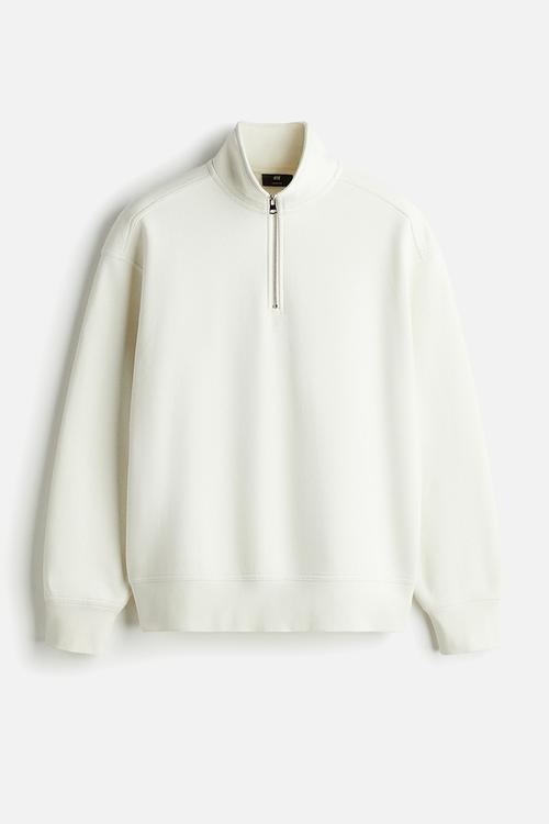 Loose fit zip-top sweatshirt - white