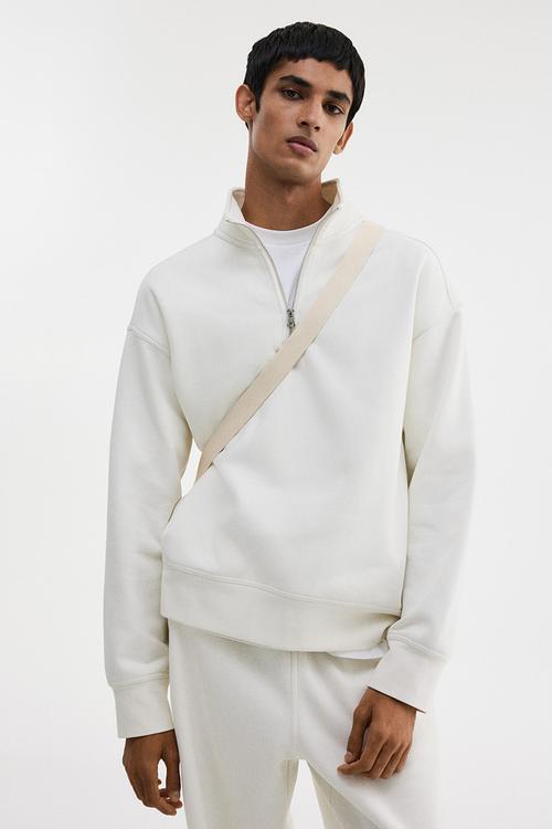 Loose fit zip-top sweatshirt - white