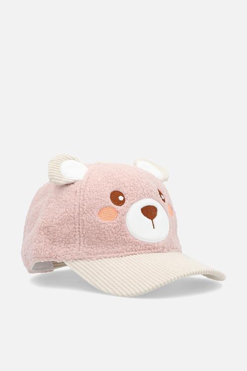 Teddy fleece novelty snapback - pink/cream