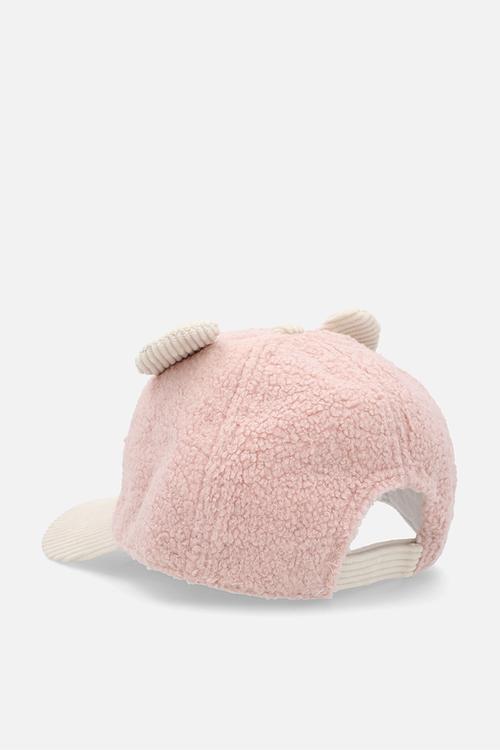 Teddy fleece novelty snapback - pink/cream