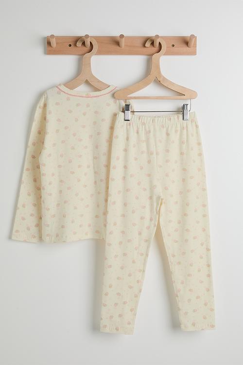 Soft touch pj set - neutral/strawberry aop