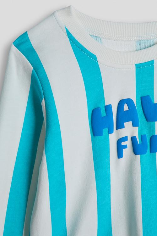 Candy striped slogan sweatshirt - bright blue/have fun