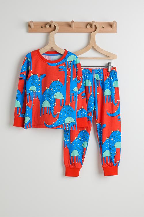 Pj set - red/dino multi
