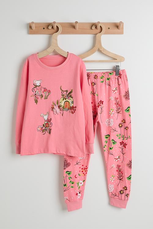 Mice graphic pj set - blush color/aop