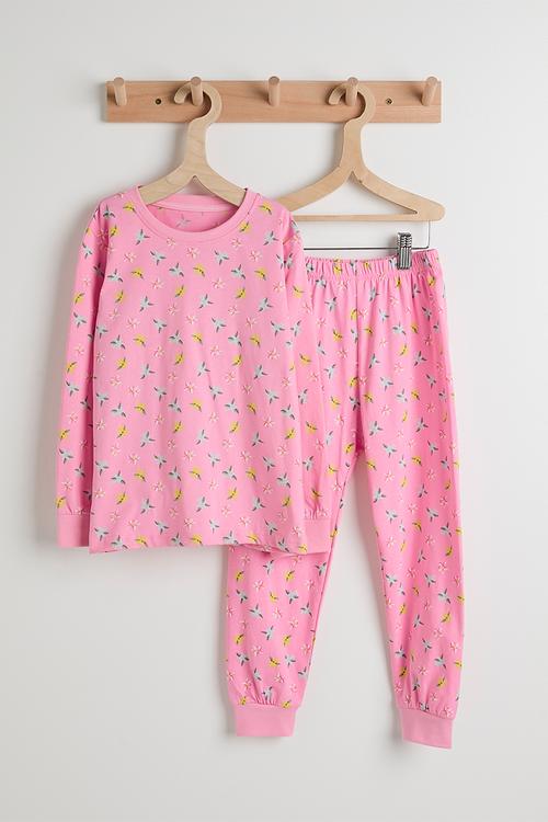 Pj set - carnation pink/floral aop
