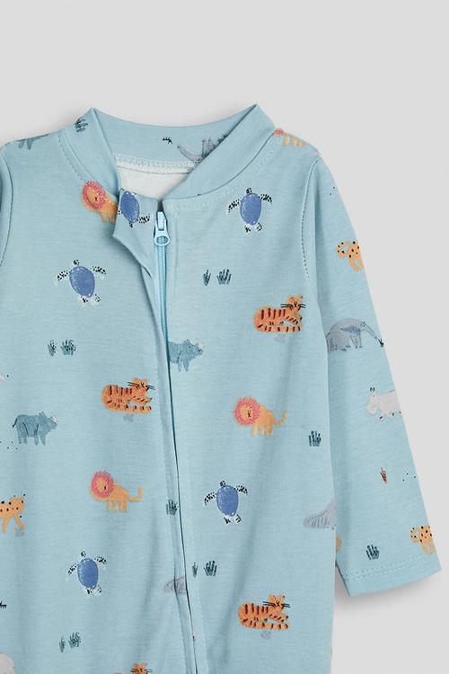Printed sleepsuit - blue/animal multi