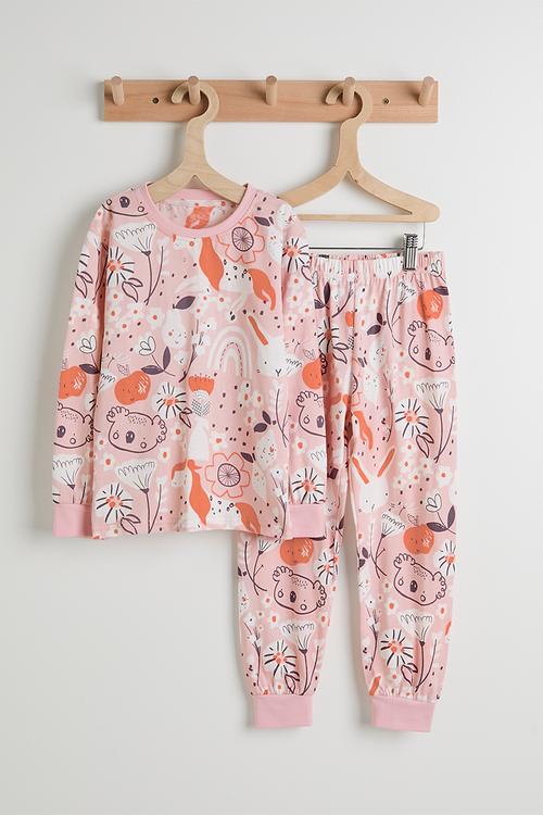 Pj set - light pink/aop