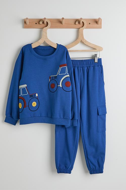 Sweatshirt & joggers - blue/tractors