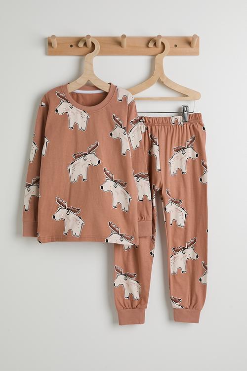 Pj set - pinkish brown/buck aop