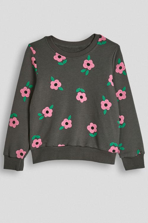 Sweatshirt - brownish grey/floral aop