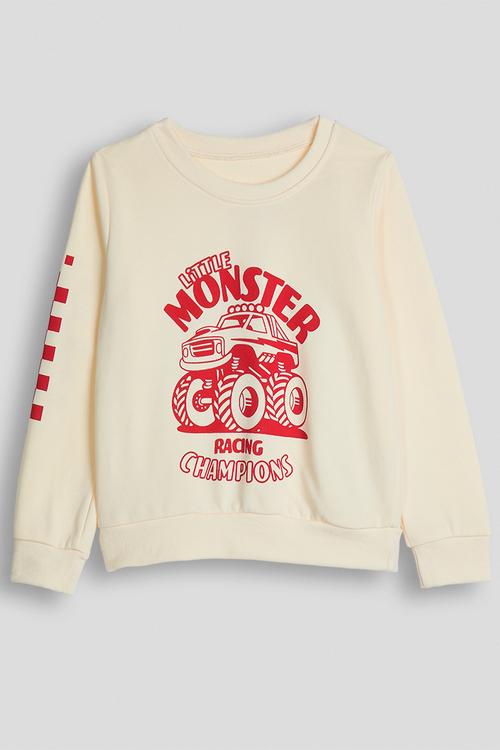 Placement print sweatshirt - cream/red/little monster