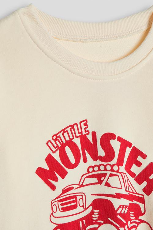 Placement print sweatshirt - cream/red/little monster