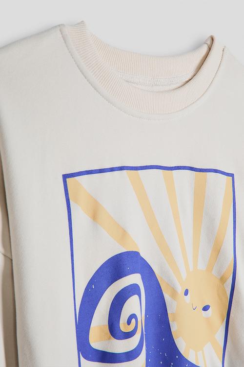 Placement print sweatshirt - ivory/wave