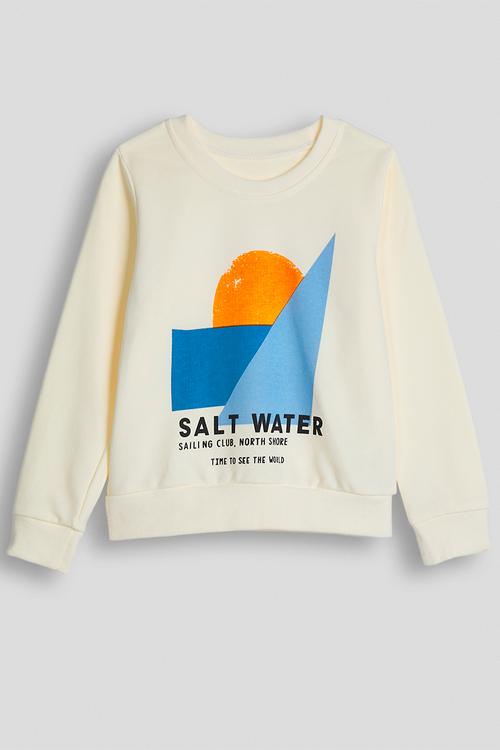Placement print sweatshirt - cream/salt water