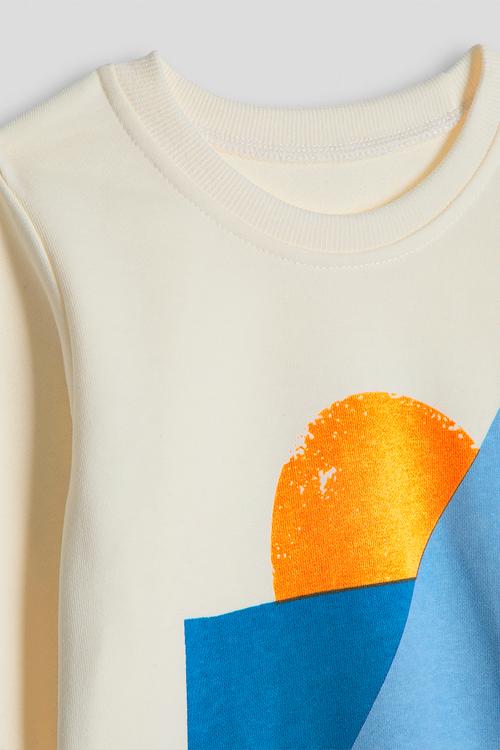 Placement print sweatshirt - cream/salt water