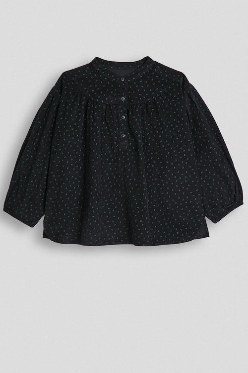 Bib yoke blouse - navy/multi