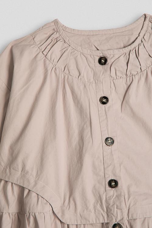 Peplum top with gathered yoke - pink