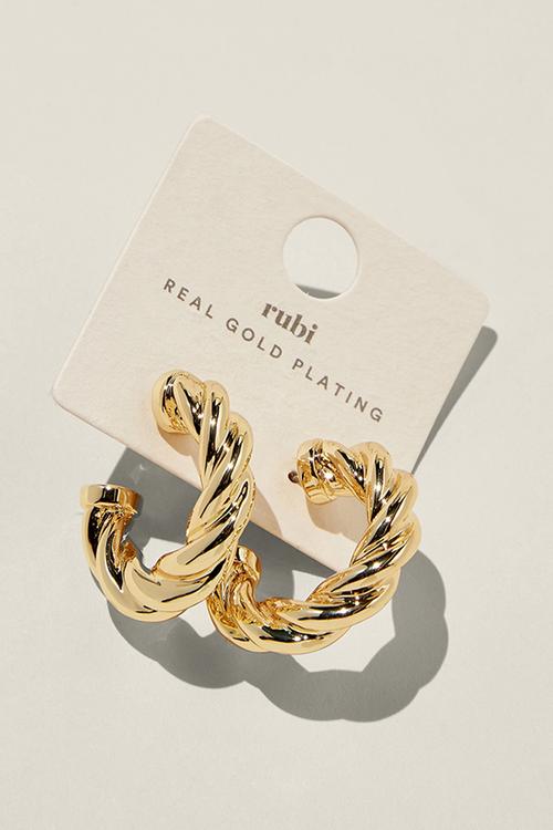 Large hoop earring- gold plated twist