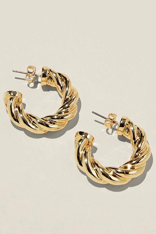 Large hoop earring- gold plated twist