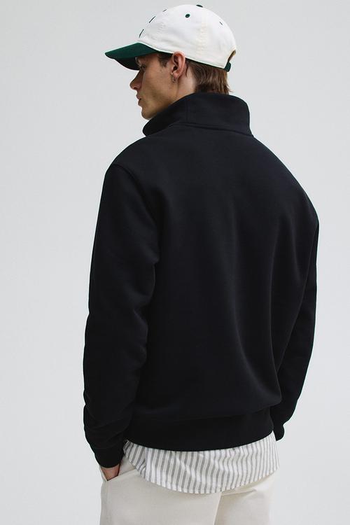 Regular fit zip-top sweatshirt - black